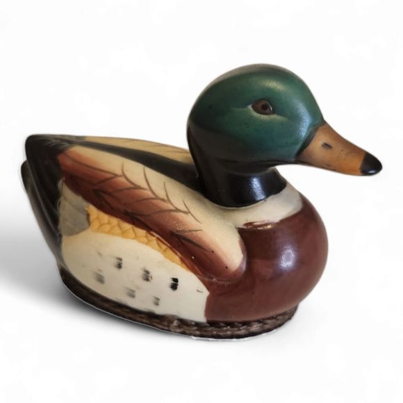 Vintage Ceramic Duck Lint Remover Brush Mallard Figurine Decoy 5" x 3 1/4" - Picture 1 of 7